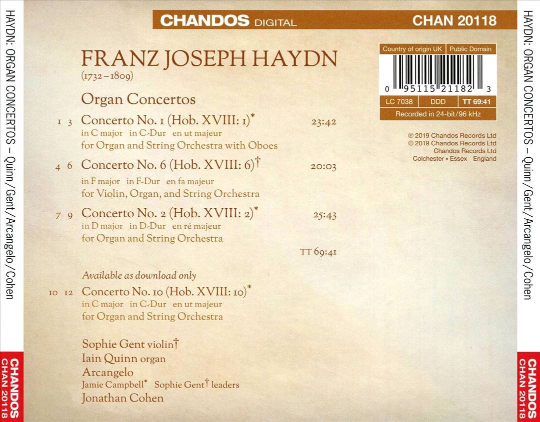 Haydn: Organ Concertos cover art