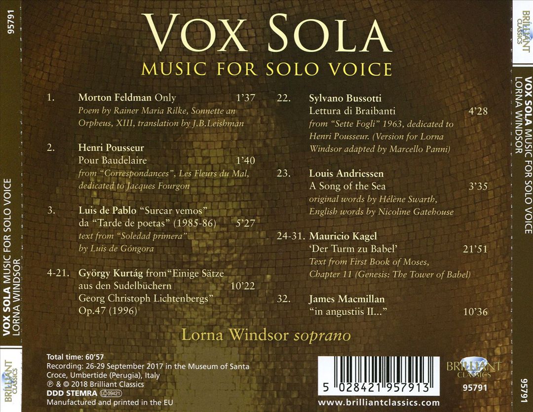 Vox Sola: Music for Solo Voice cover art