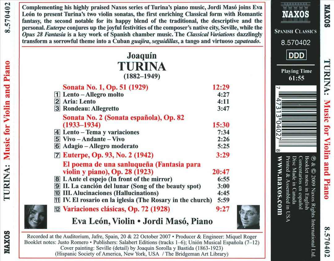 Turina: Violin Sonatas Nos. 1 & 2; El poema de una sanluqueña cover art