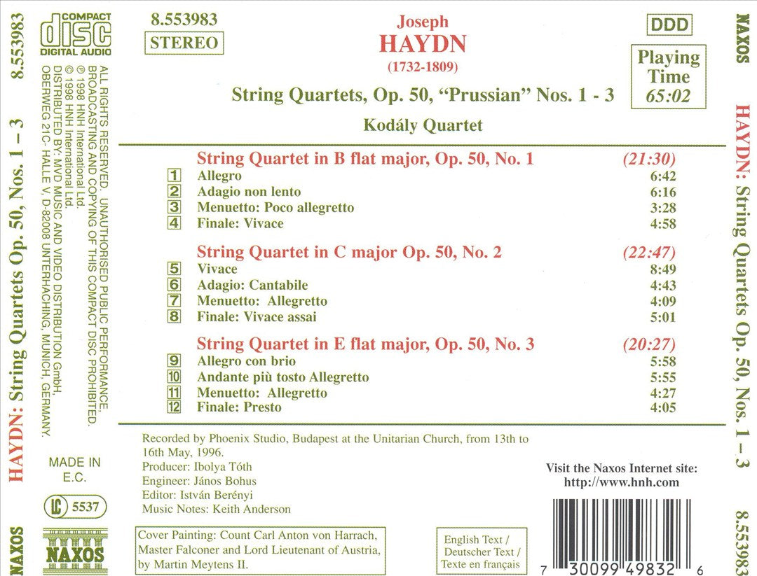 Haydn: String Quartets "Prussian", Op. 50, Nos. 1-3 cover art