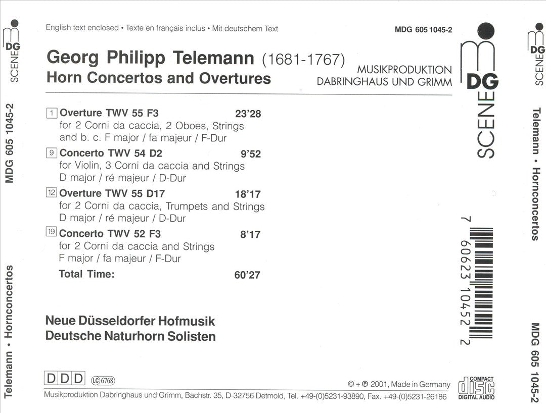 Georg Philipp Telemann: Horn Concertos and Overtures cover art