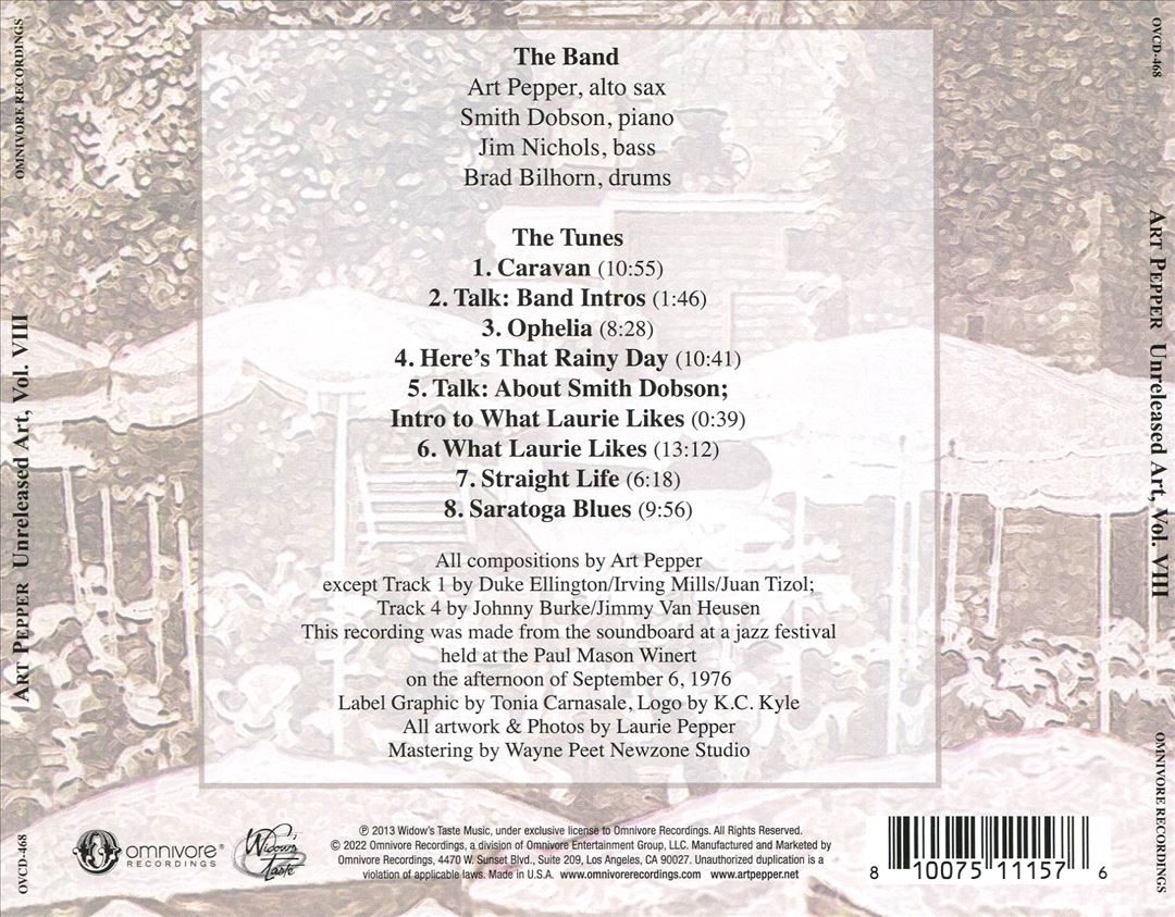 Unreleased Art, Vol. 8: Live at the Winery, September 6, 1976 cover art