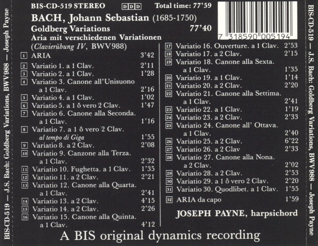 Johann Sebastian Bach: Goldberg Variations cover art