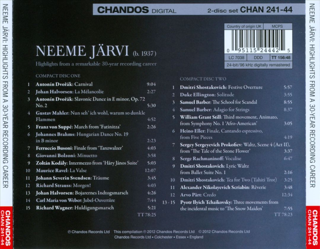 Neeme Järvi: Highlights from a remarkable 30-year recording career cover art