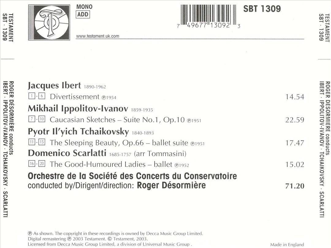 Roger Désormière Conducts Ibert, Ippolitov-Ivanov, Tchaikovsky, Scarlatti cover art