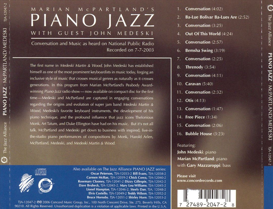 Marian McPartland's Piano Jazz with Guest John Medeski cover art