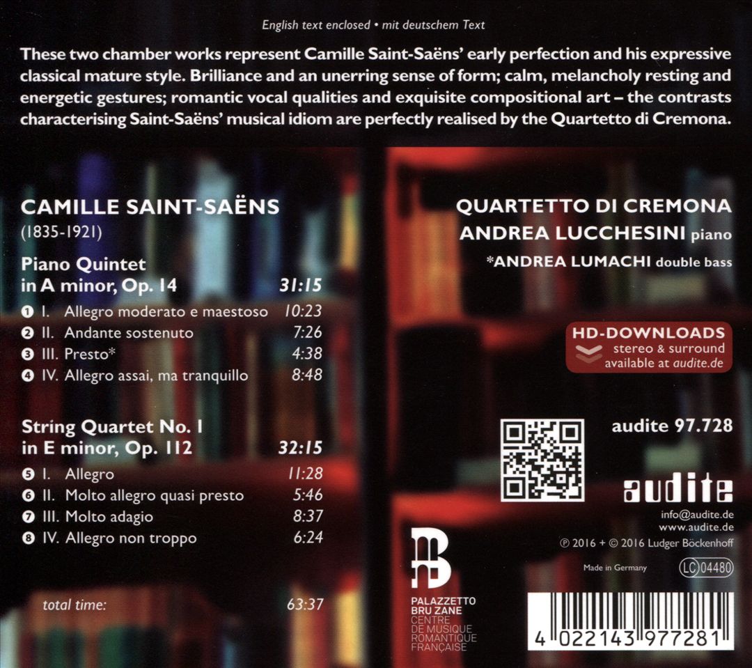 Saint-Saëns: Piano Quintet; String Quartet No. 1 cover art