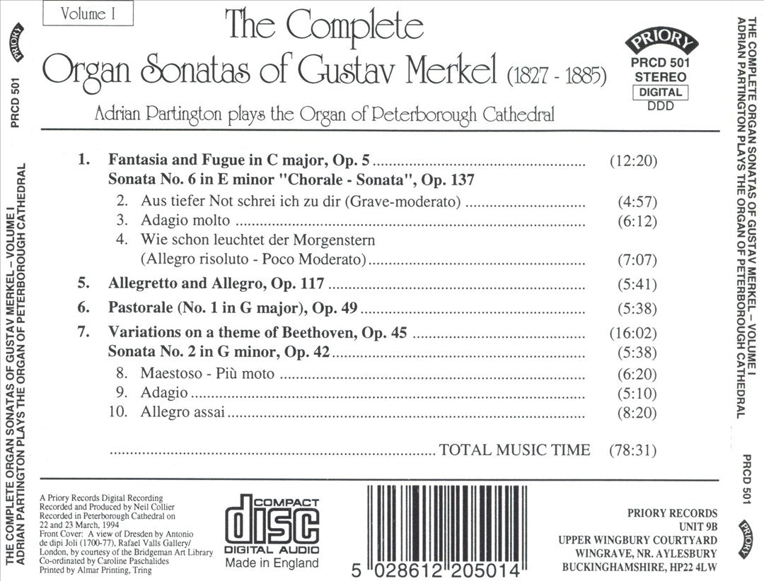Complete Organ Sonatas of Gustav Merkel, Vol. 1 cover art