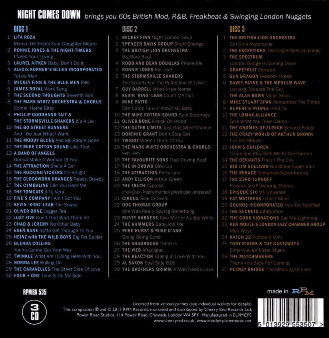 Night Comes Down: 60 British Mod, R&B, Freakbeat, and Swinging London Nuggets cover art