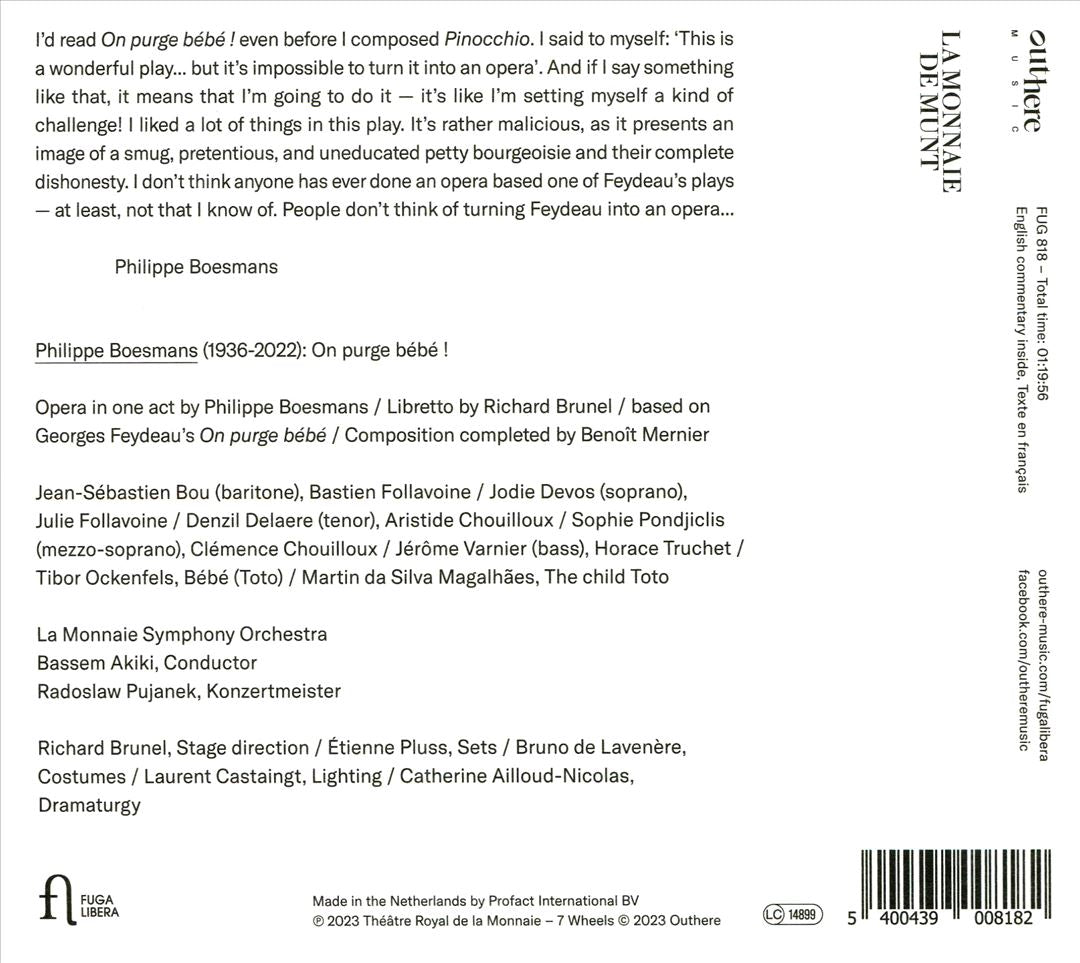 Philippe Boesmans: On purge bebe! cover art