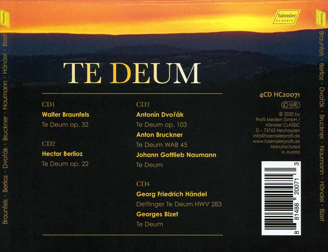 Te Deum: Braunfels, Berlioz, Dvorák, Bruckner, Naumann, Händel, Bizet cover art