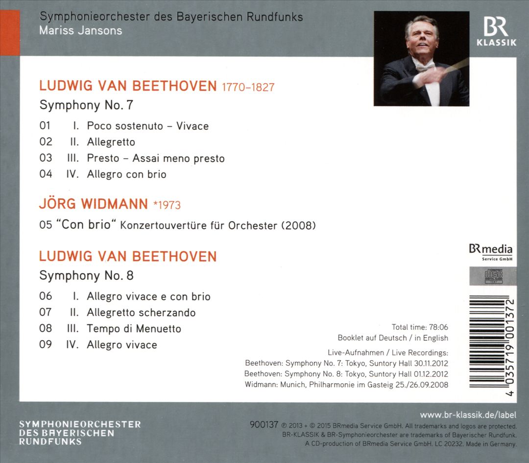 Beethoven: Symphonies Nos. 7 & 8 cover art