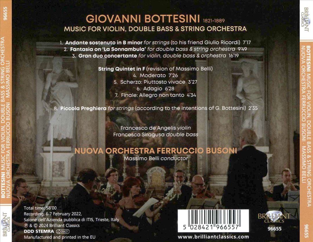 Bottesini: Music for Violin, Double-Bass & String Orchestra cover art