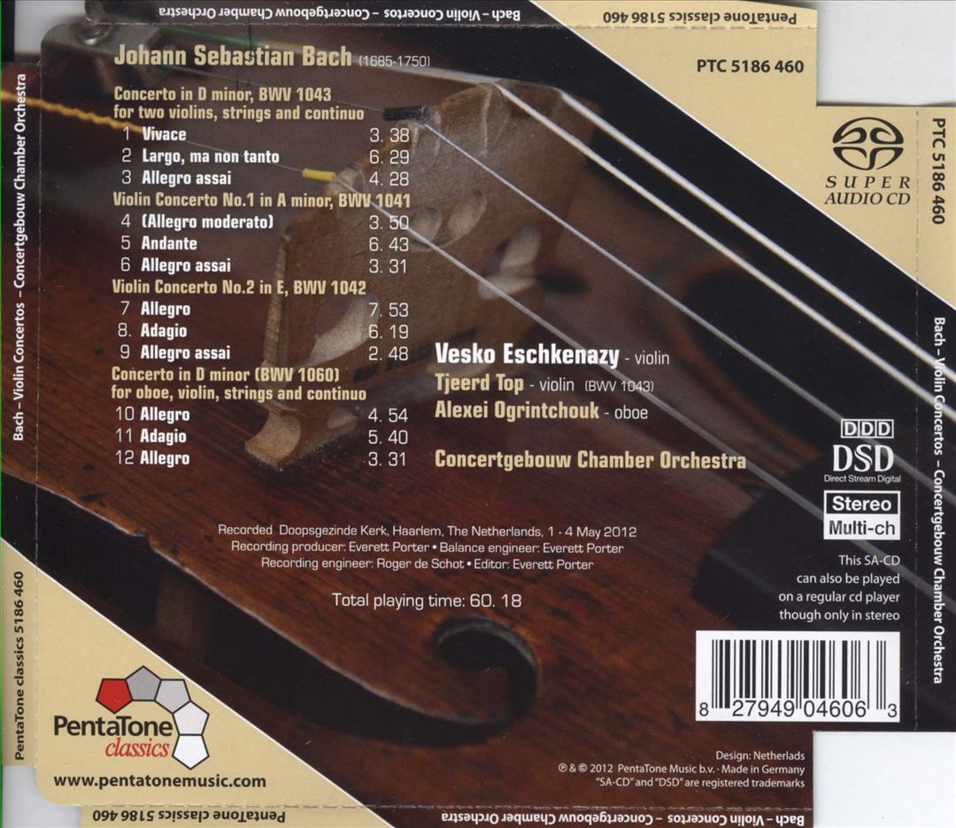 Johann Sebastian Bach: The Two Violin Concertos; Double Concerto; Concerto for Violin and Oboe cover art