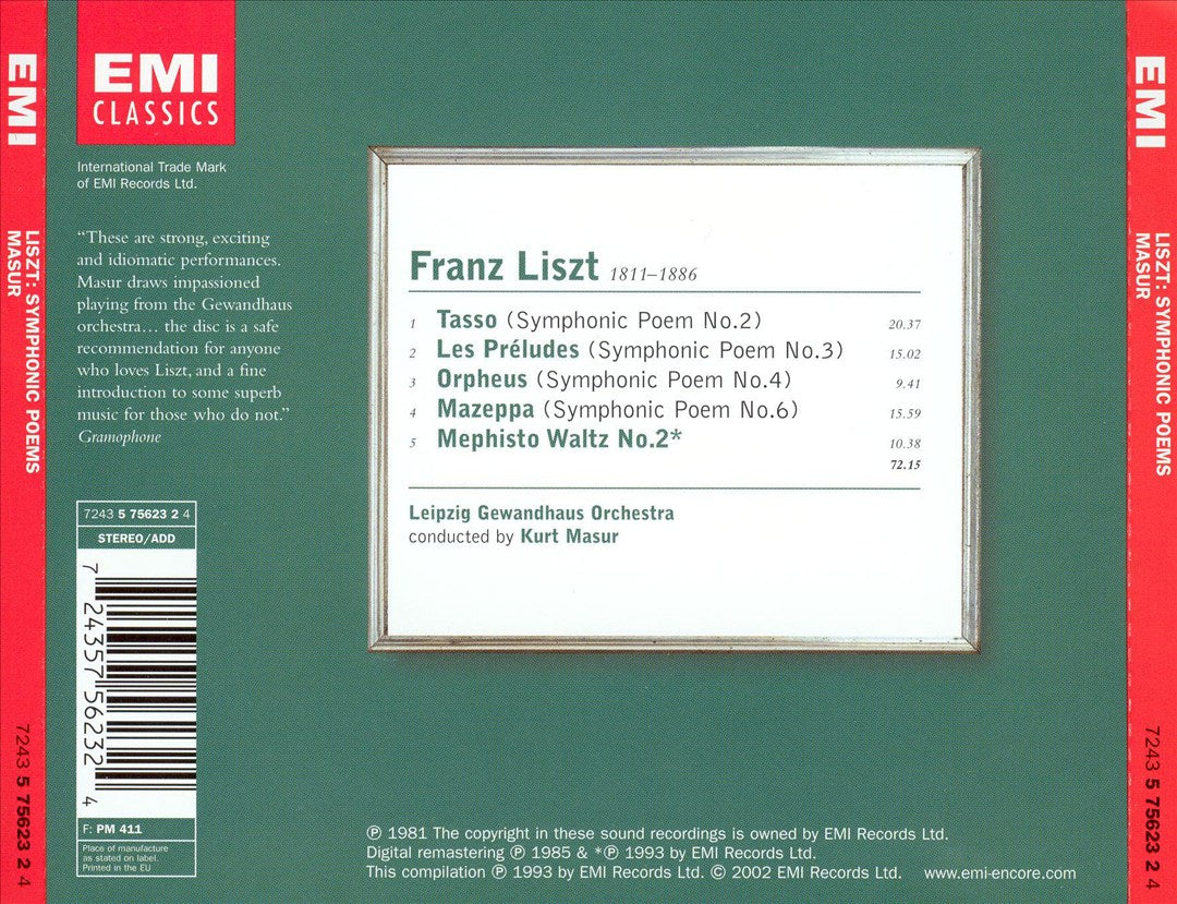Liszt: Tasso; Les Préludes; Orpheus; Mazeppa; Mephisto Waltz No. 2 cover art