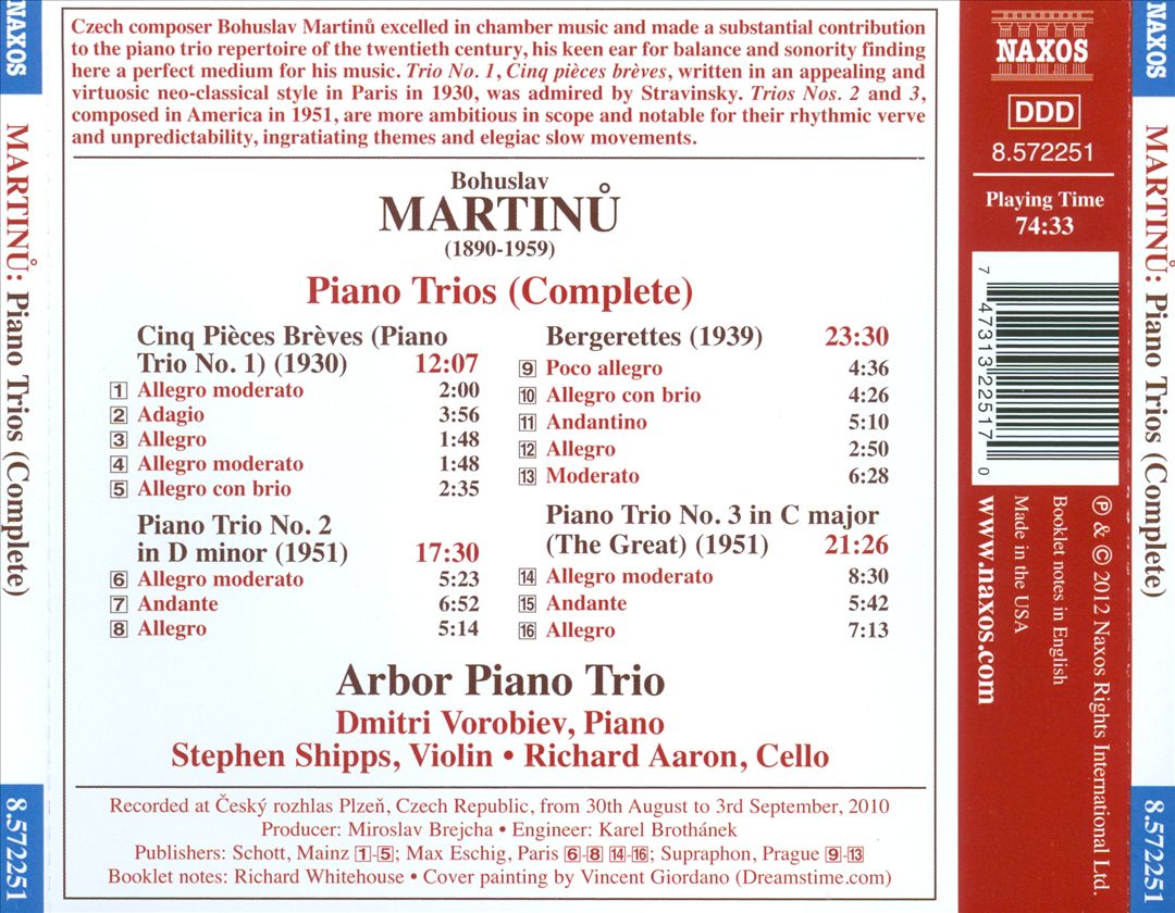 Martinu: Complete Piano Trios cover art