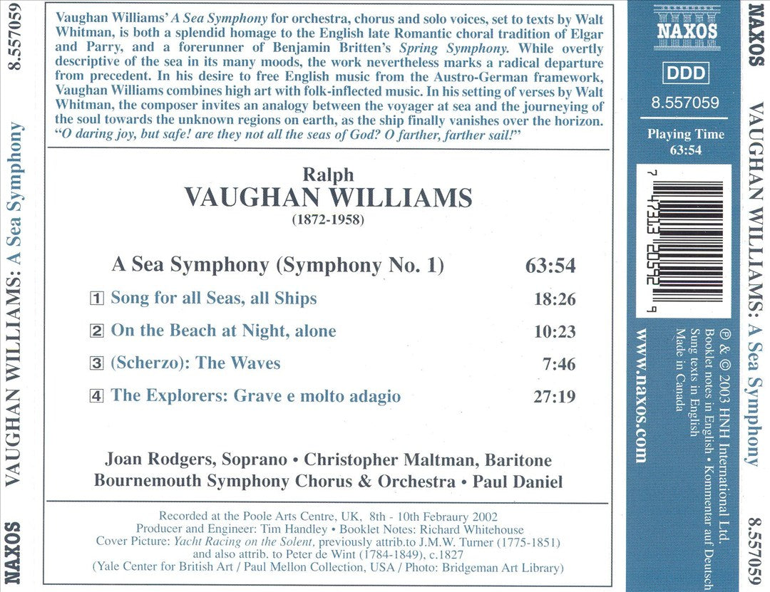 Vaughan Williams: A Sea Symphony (Symphony No. 1) cover art