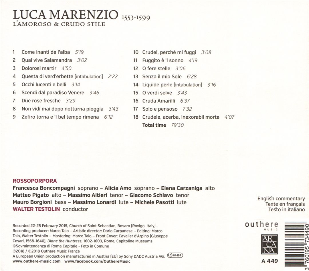 Marenzio: L'Amoroso & Crudo Stile cover art