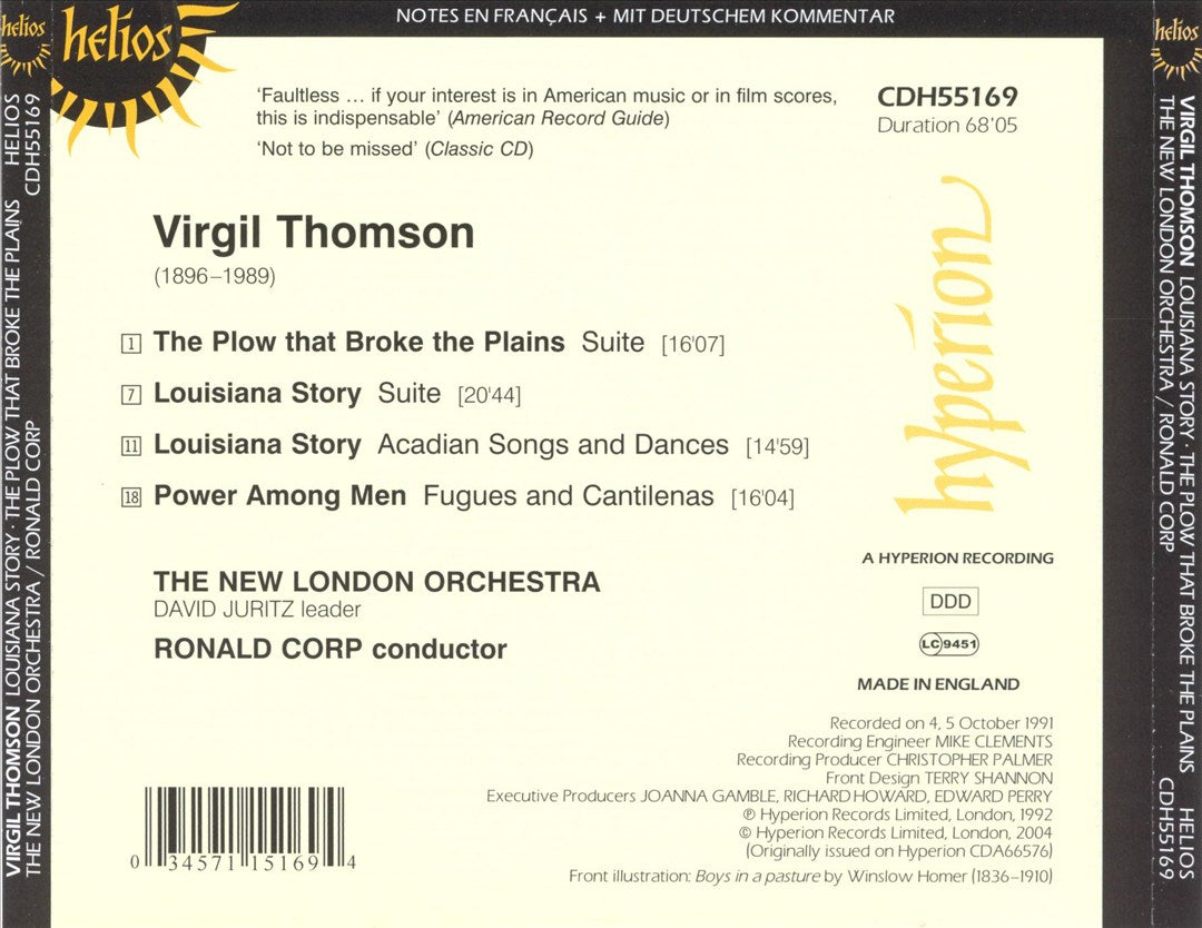 Virgil Thomson: Louisiana Story; The Plow that Broke the Plains cover art