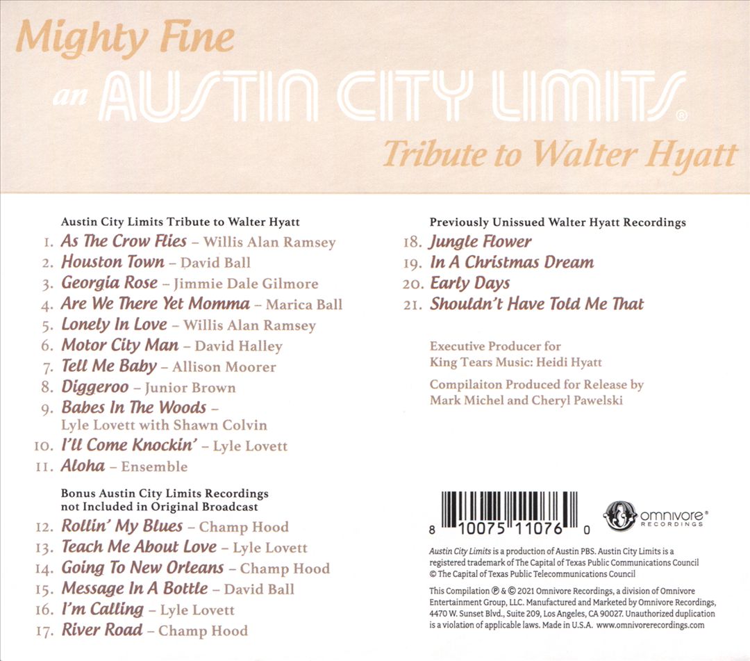 Mighty Fine: An Austin City Limits Tribute to Walter Hyatt cover art