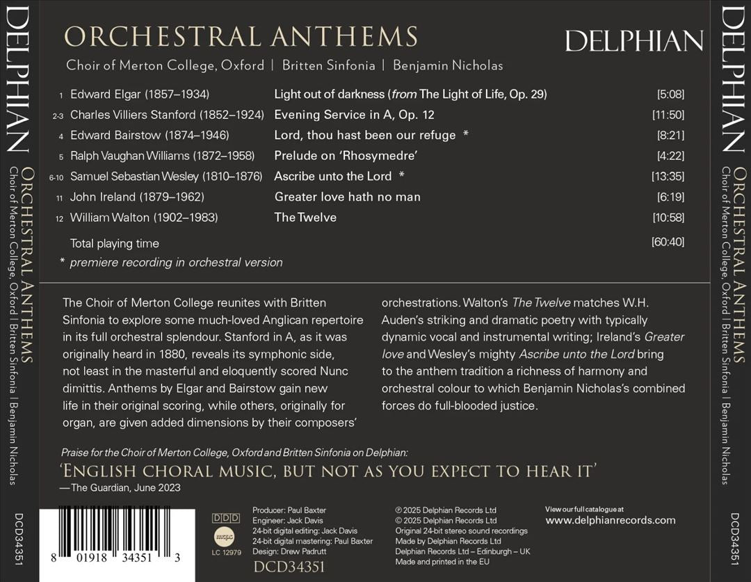 Orchestral Anthems Vol. 2: Bairstow | Elgar | Ireland | Stanford | Walton | Wesley cover art