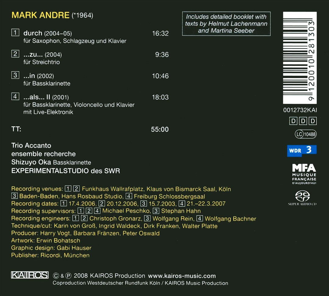Mark Andre: durch; ...zu...; ...in; ...als...II cover art
