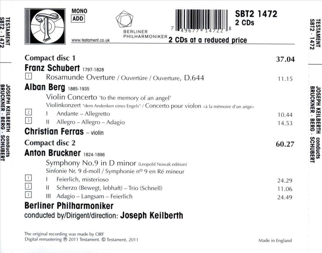 Bruckner: Symphony No. 9; Berg: Violin Concerto cover art