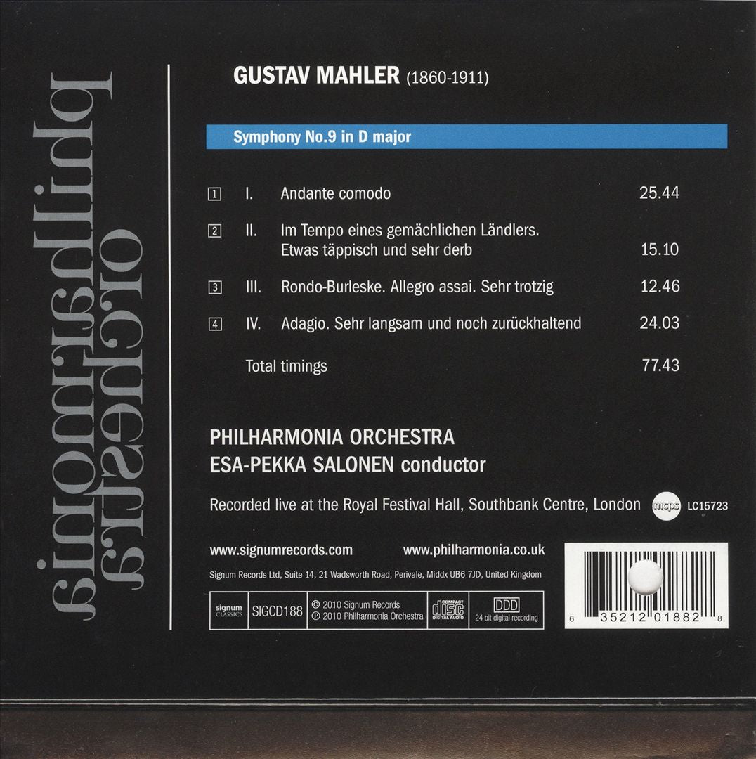 Mahler: Symphony No. 9 cover art