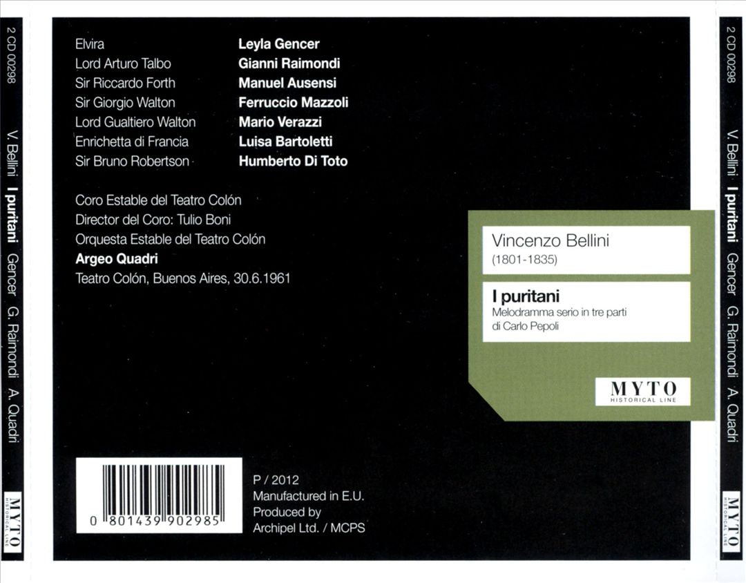 Bellini: I puritani cover art