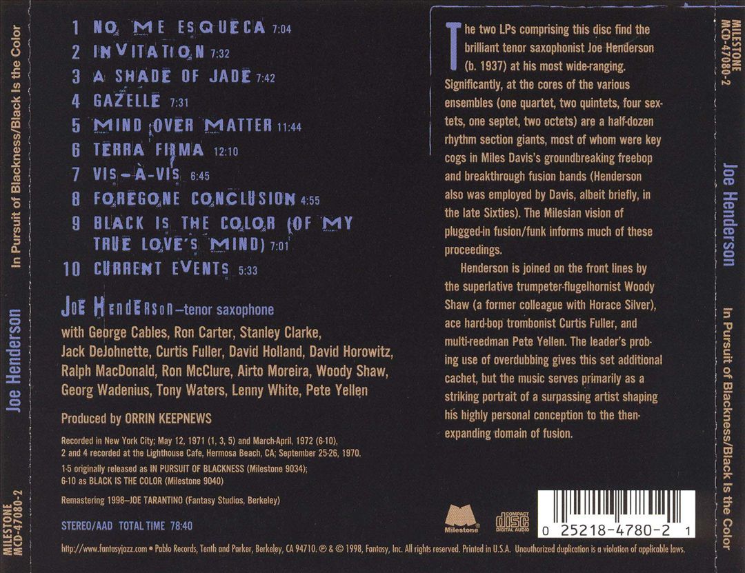 In Pursuit of Blackness/Black Is the Color cover art