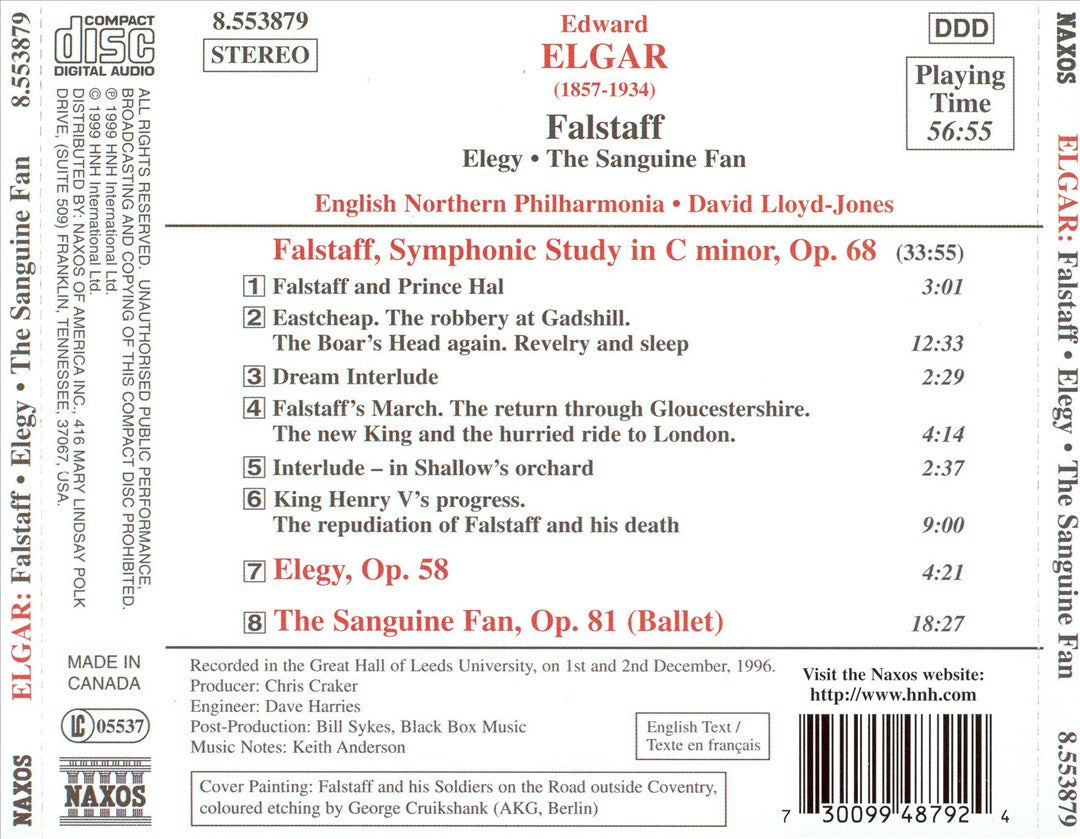 Elgar: Falstaff; Elegy; The Sanguine Fan cover art