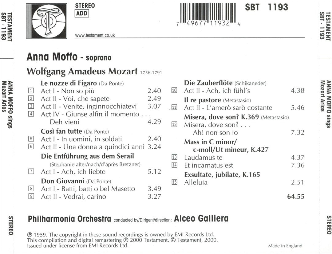 Mozart: Arias cover art