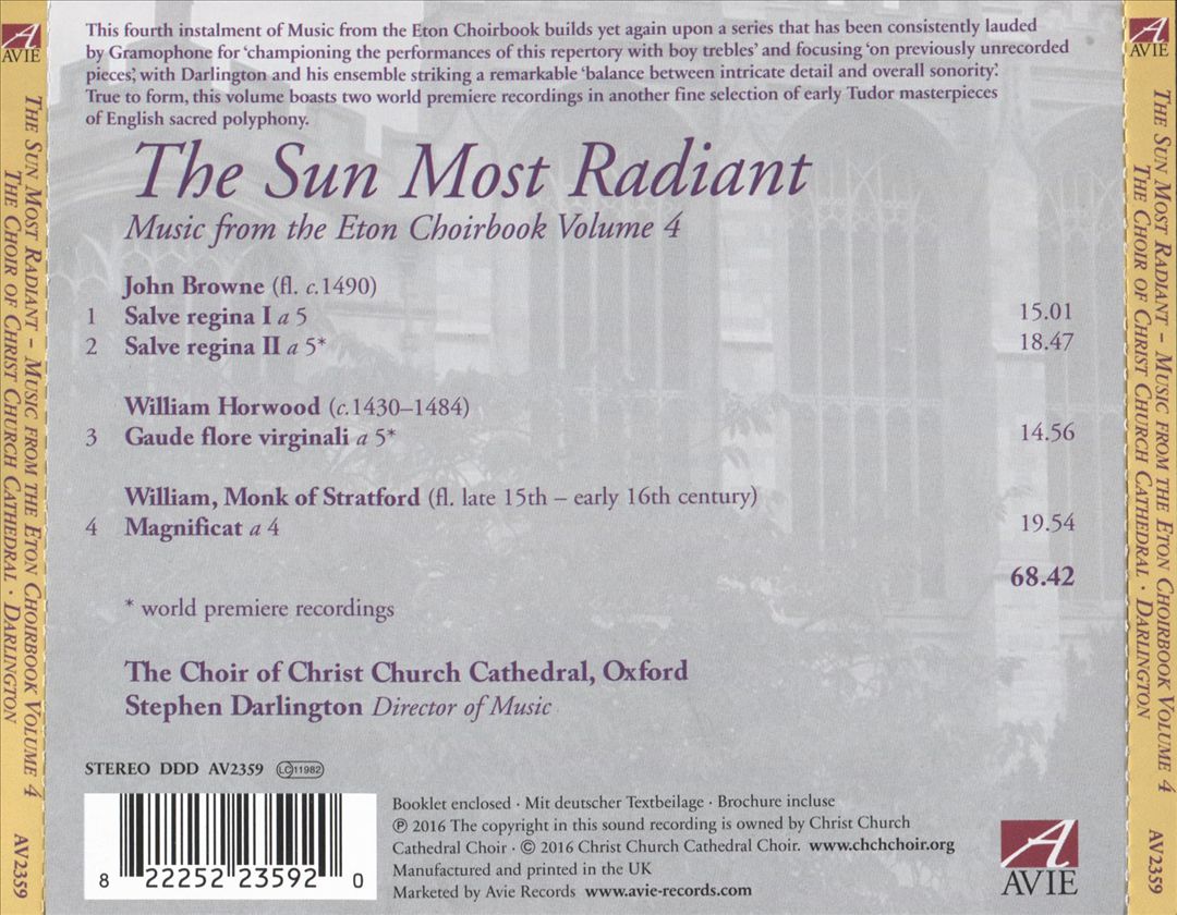 Sun Most Radiant: Music from the Eton Choirbook, Vol. 4 cover art
