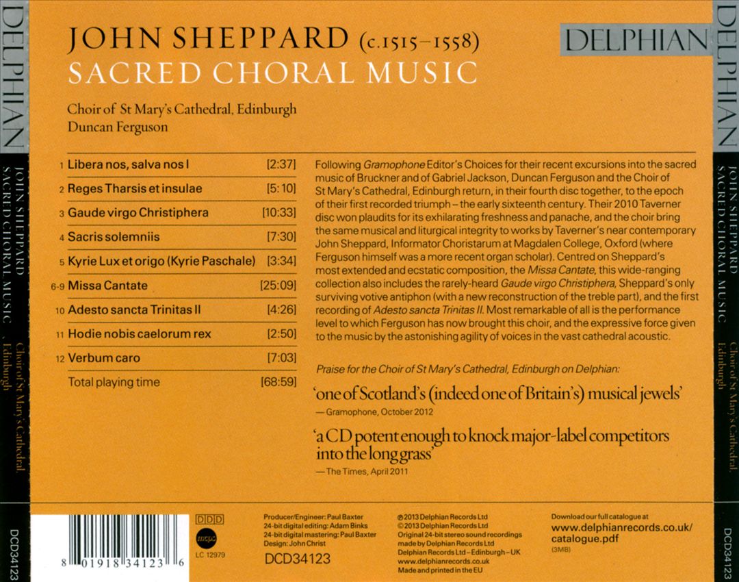 John Sheppard: Sacred Choral Music cover art