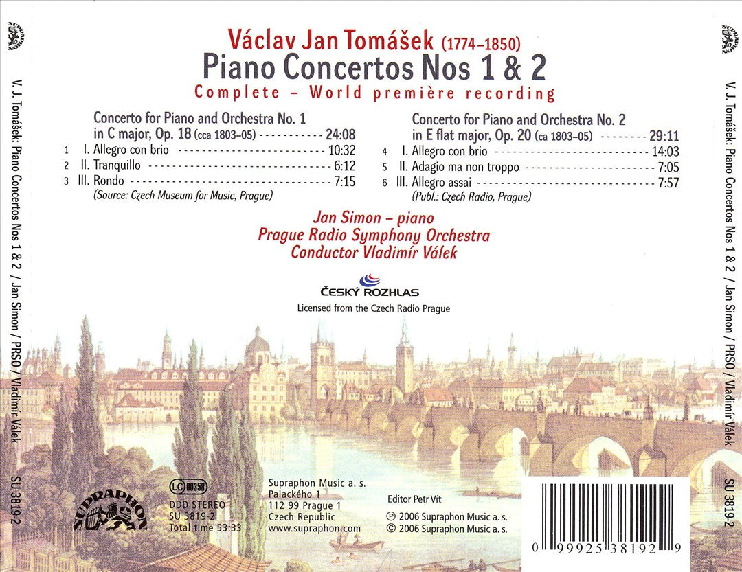 Václav Jan Tomásek: Piano Concertos in C major and E major cover art