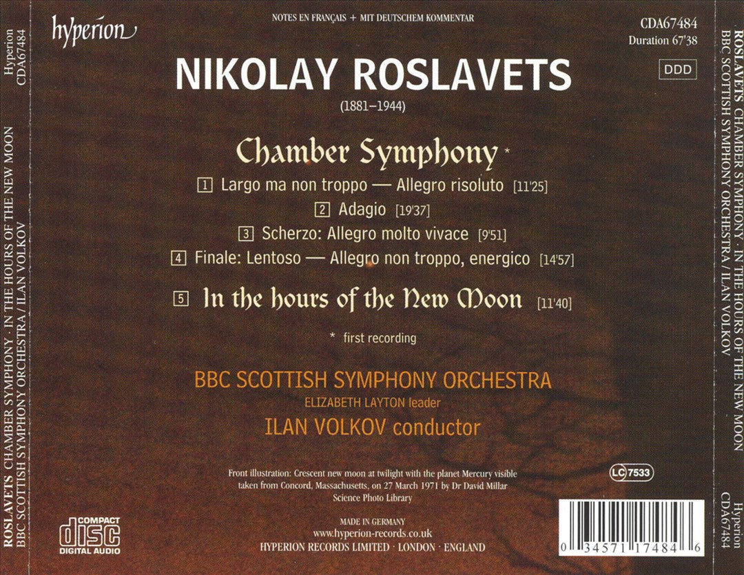 Roslavets: Chamber Symphony; In the hours of the New Moon cover art