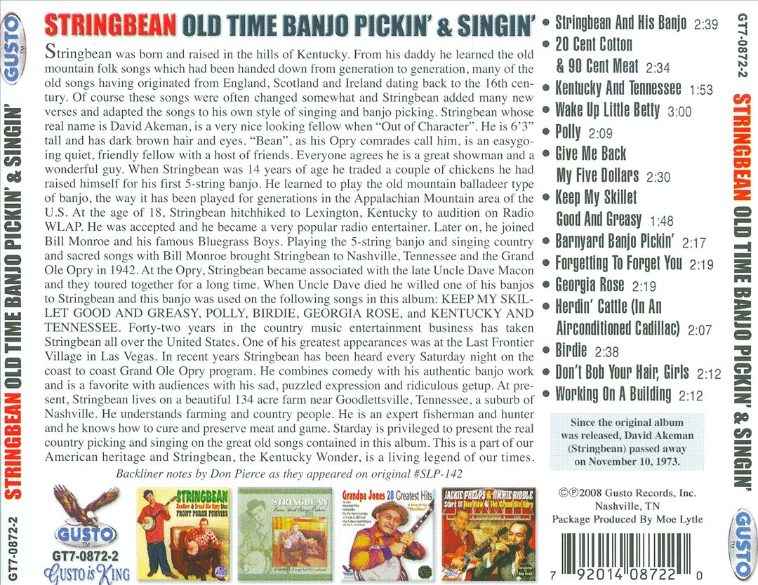 Old Time Banjo Picking and Singing cover art
