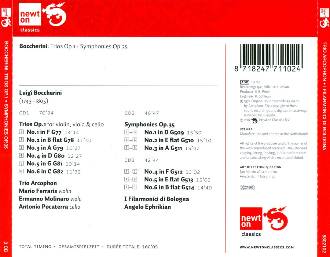 Boccherini: String Trios Op. 1; Symphonies Op. 35 cover art