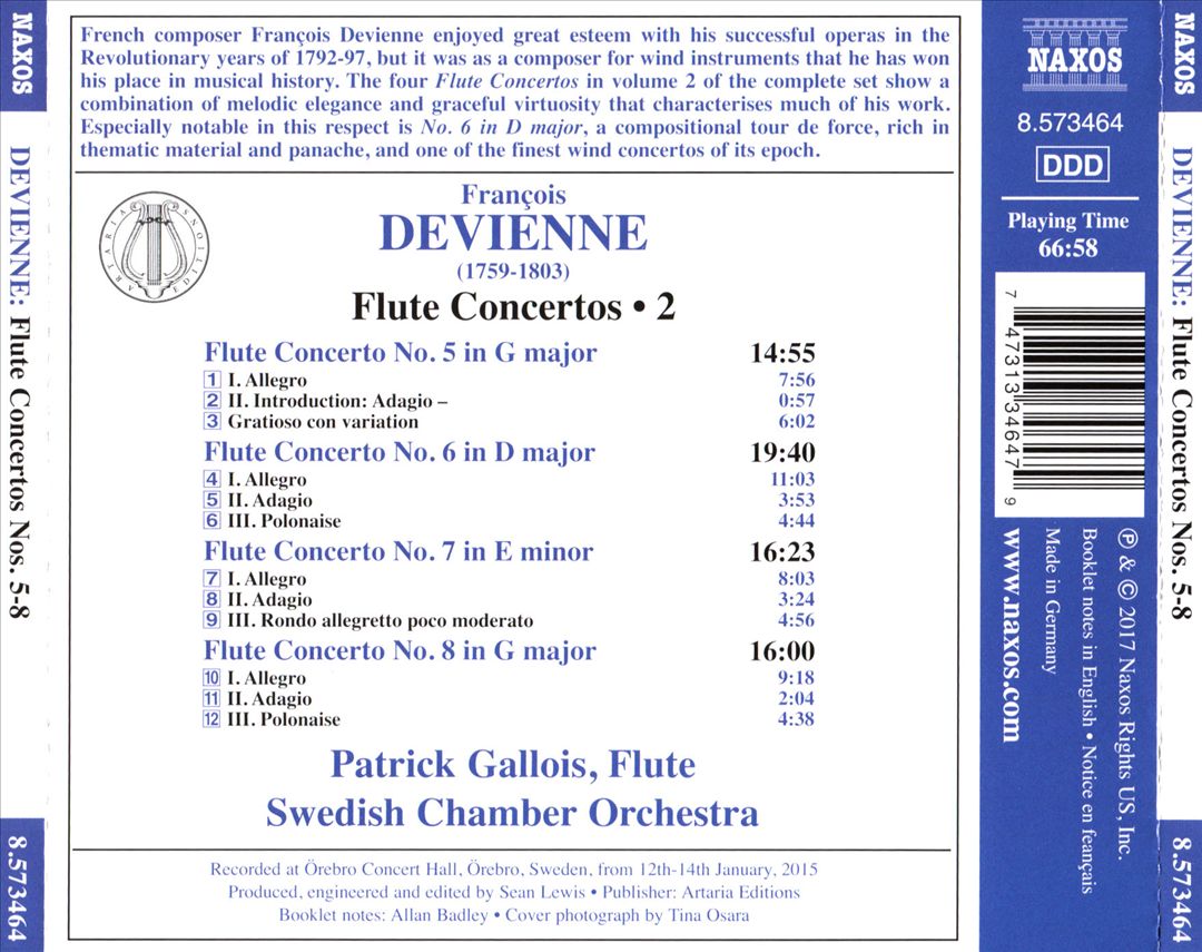 François Devienne: Flute Concertos Nos. 5-8 cover art