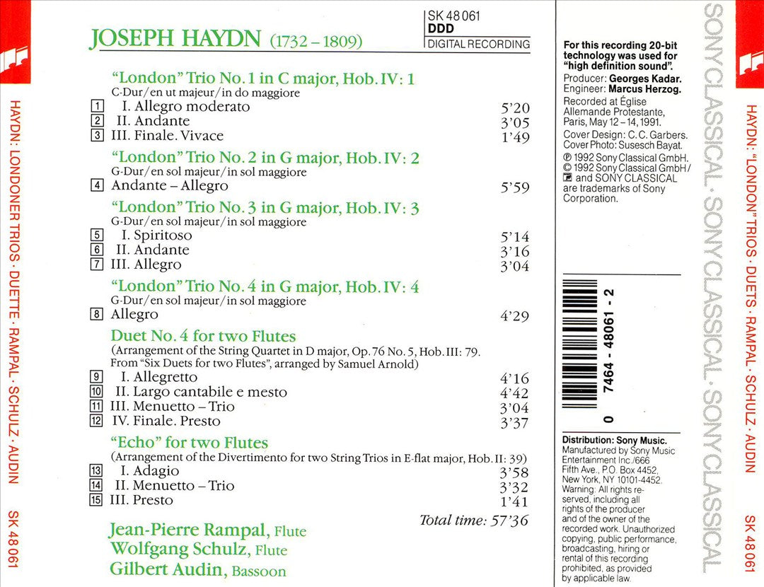 Haydn: "London" Trios Nos. 1-4; Duets for 2 flutes cover art