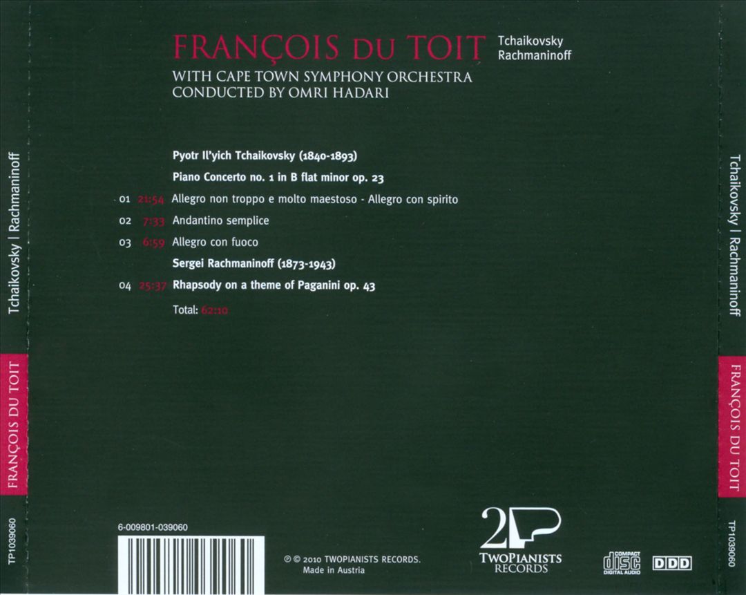 Tchaikovsky, Rachmaninoff cover art