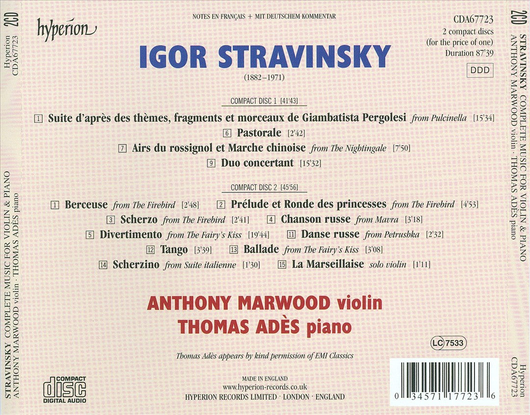 Stravinsky: Complete Music for Violin & Piano cover art