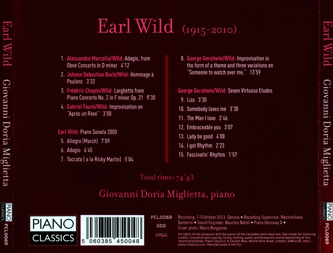 Earl Wild: The Complete Transcriptions and Original Piano Works, Vol. 1 cover art