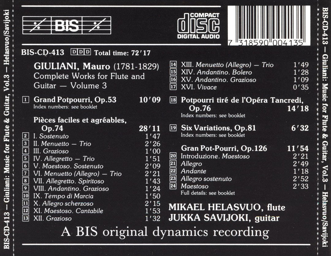 Giuliani: Complete Works for Flute & Guitar, Vol.3 cover art