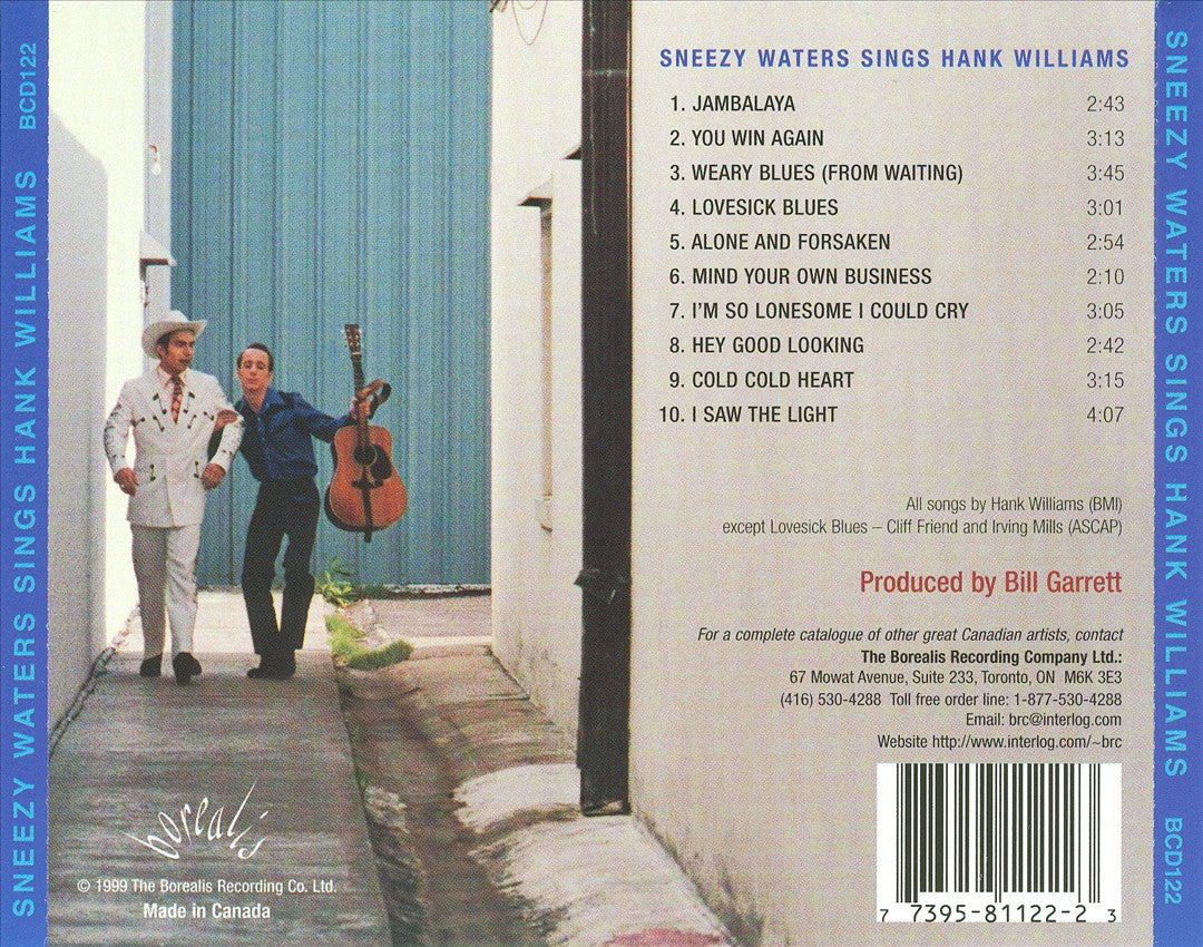 Sneezy Waters Sings Hank Williams cover art