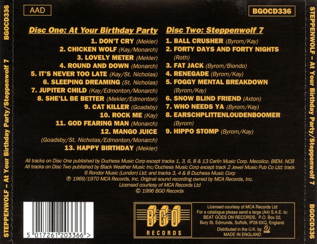 At Your Birthday Party/Steppenwolf 7 cover art