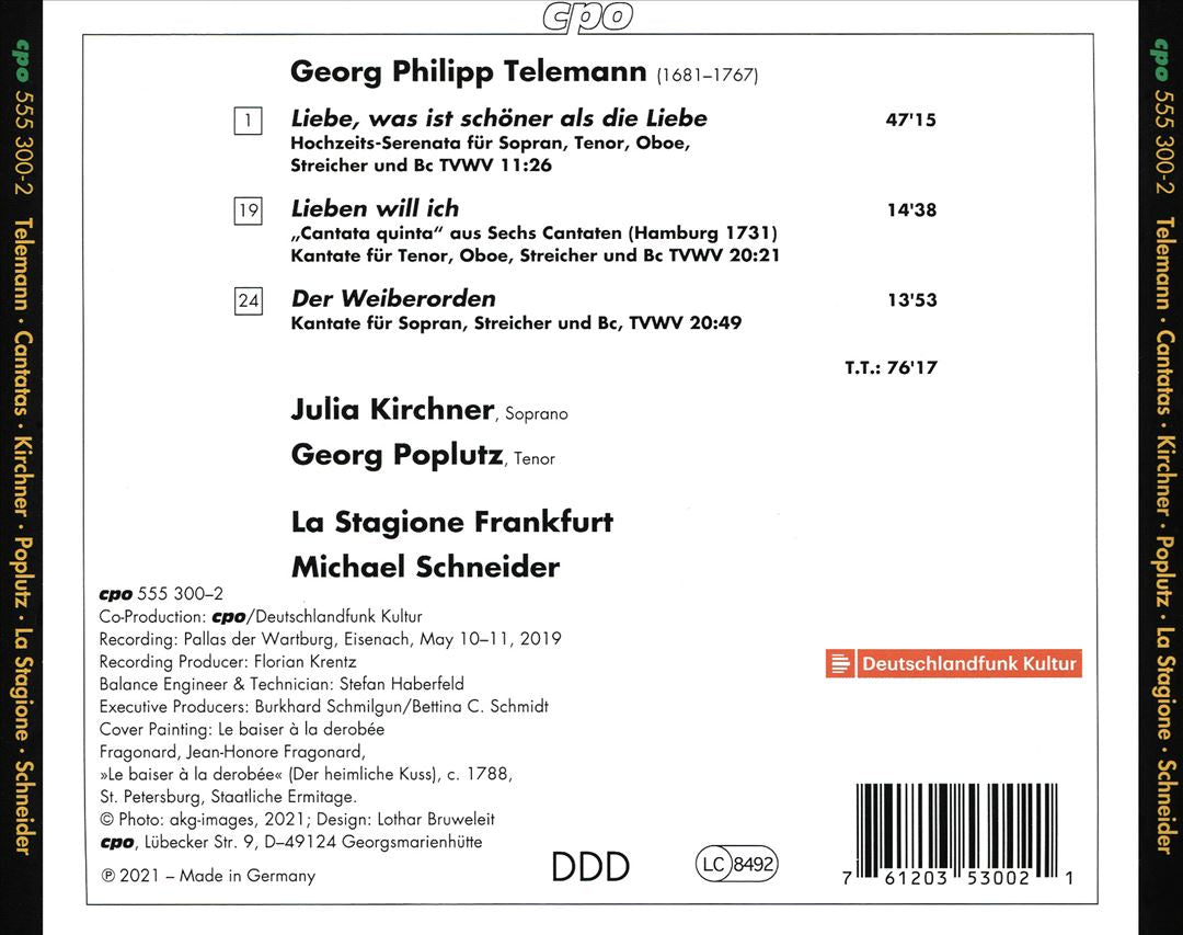 Georg Philipp Telemann: Liebe, was ist schöner als die Liebe - Serenata cover art