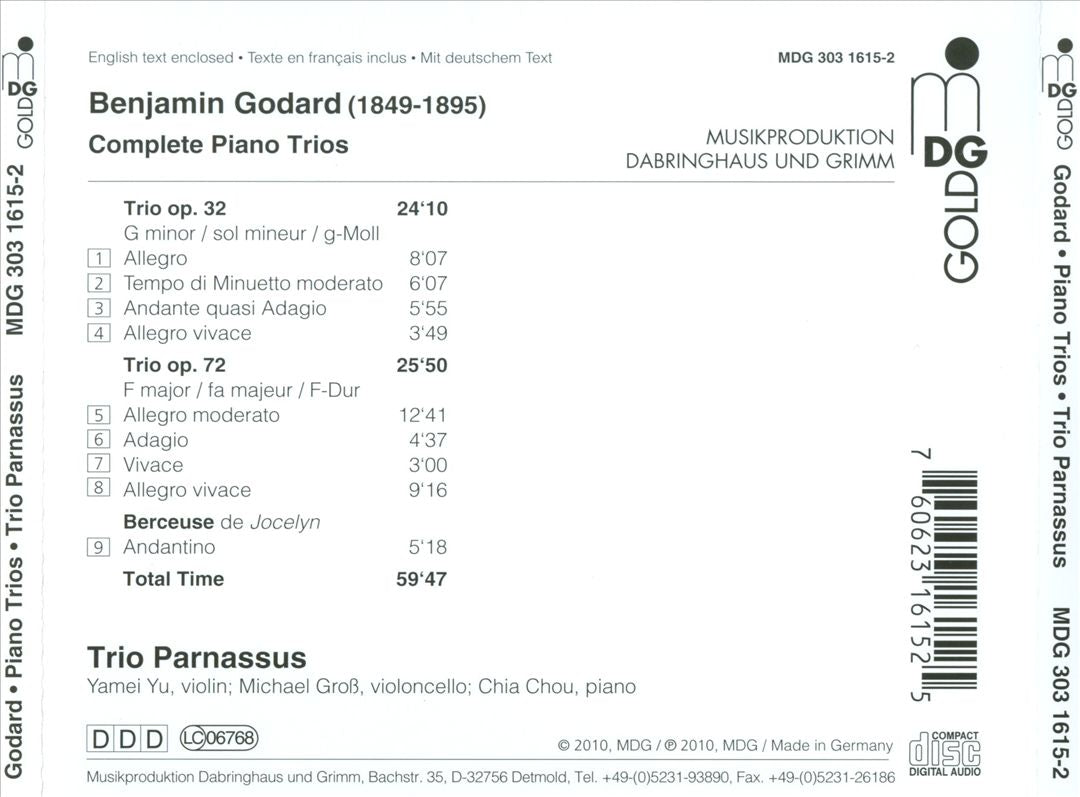 Benjamin Godard: Complete Piano Trios cover art