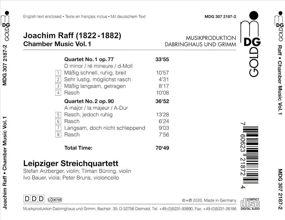 Joachim Raff: Chamber Music, Vol. 1 - String Quartets Op. 77 & 90 cover art