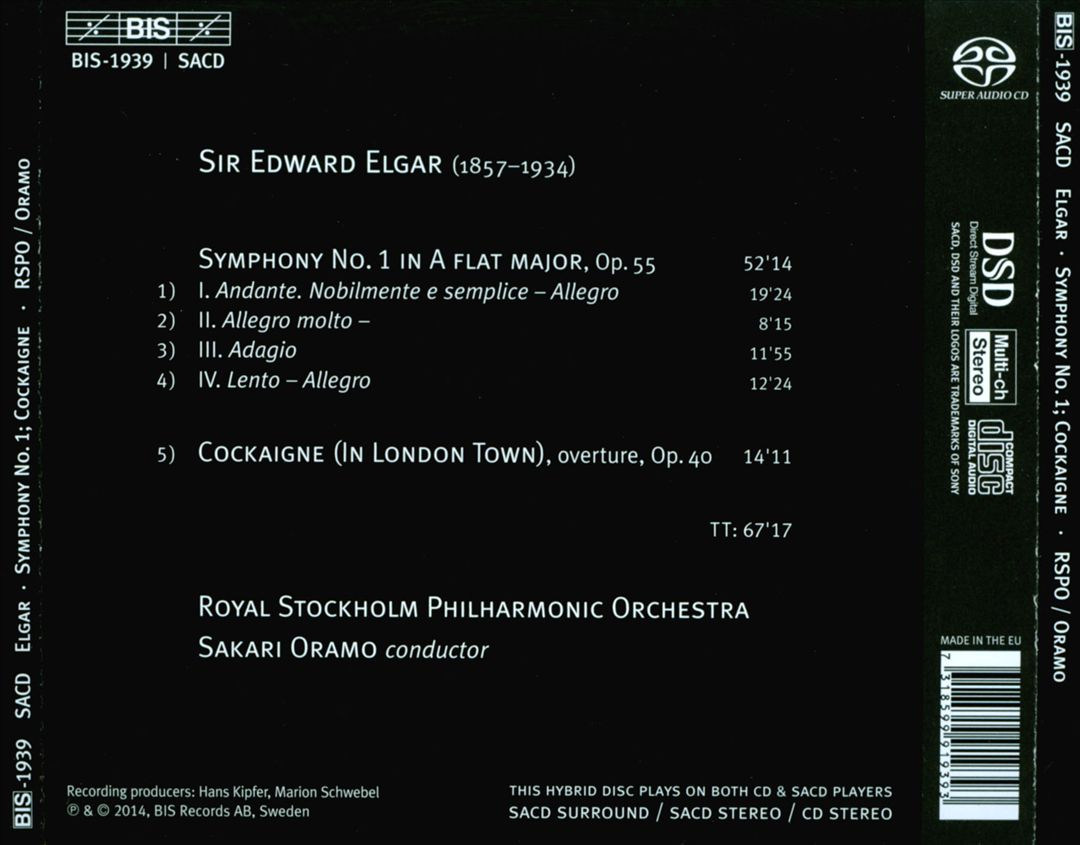 Elgar: Symphony No. 1; Cockaigne (In London Town) cover art